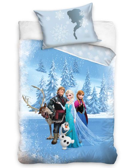 Dětské povlečení do postýlky FROZEN LEDOVÉ KRÁLOVSTVÍ PRAVÉ PŘÁTELSTVÍ, modré, bavlna hladká, 100x135cm + 40x60cm