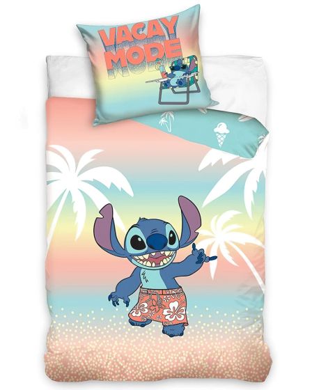 Dětské povlečení LILO A STITCH NA DOVOLENÉ, duhové, bavlna hladká, 140x200cm + 70x90cm 