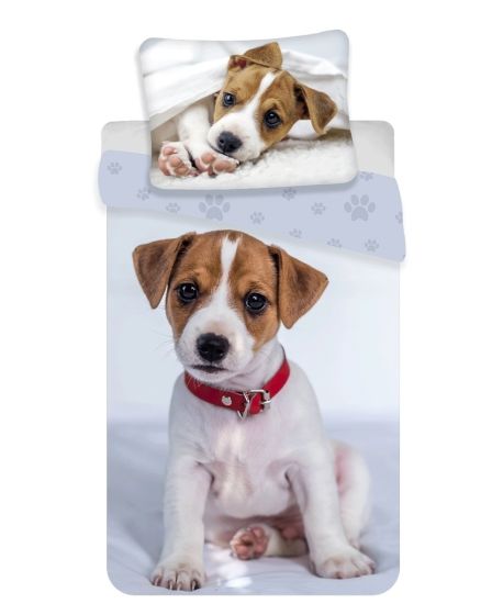 Dětské povlečení PEJSEK 03, fototisk, šedé, bavlna hladká, 140x200cm + 70x90cm 