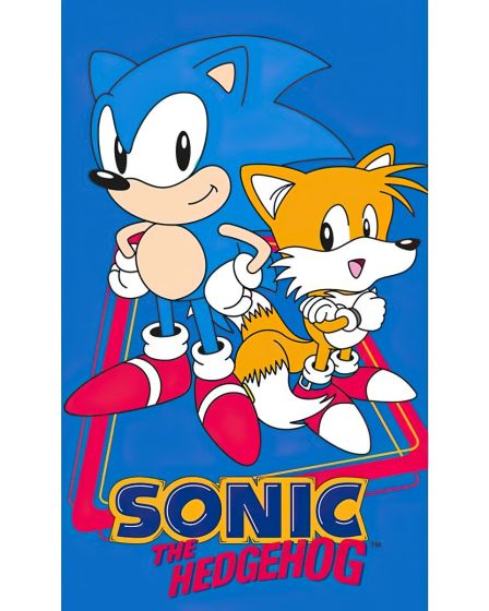 Dětský froté ručník JEŽEK SONIC A TAILS, modrý 30x50cm