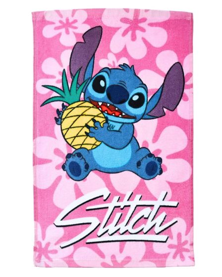 Dětský froté ručník LILO A STITCH MAZLÍK ANANAS, růžový, 30x50cm