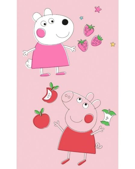 Dětský froté ručník PRASÁTKO PEPINA (PEPPA) A OVEČKA ZUZKA, růžový, 30x50cm