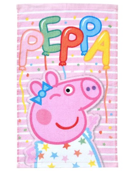 Dětský froté ručník PRASÁTKO PEPINA (PEPPA) NAROZEINOVÁ OSLAVA, růžový, 30x50cm