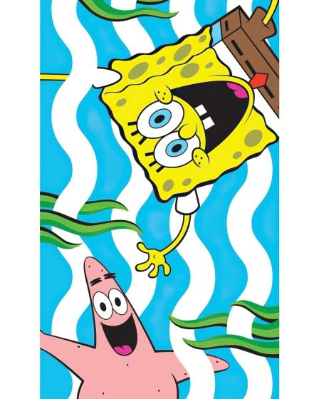 Dětský froté ručník SPONGEBOB ZÁBAVA V MOŘI, modrý, 30x50cm