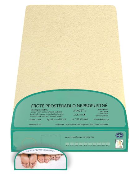 Froté prostěradlo NEPROPUSTNÉ 90x200cm, banánové