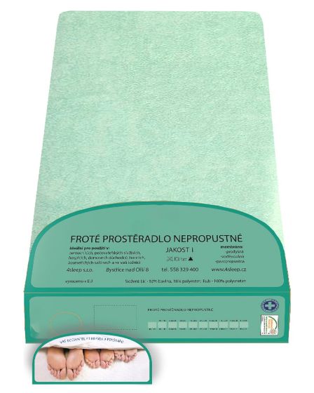 Froté prostěradlo NEPROPUSTNÉ 90x200cm, zelené