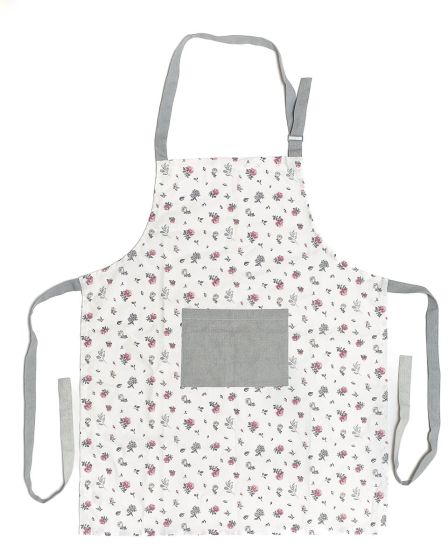Kuchyňská zástěra KYTKY QK-131, růžovo-šedá, 60x75cm