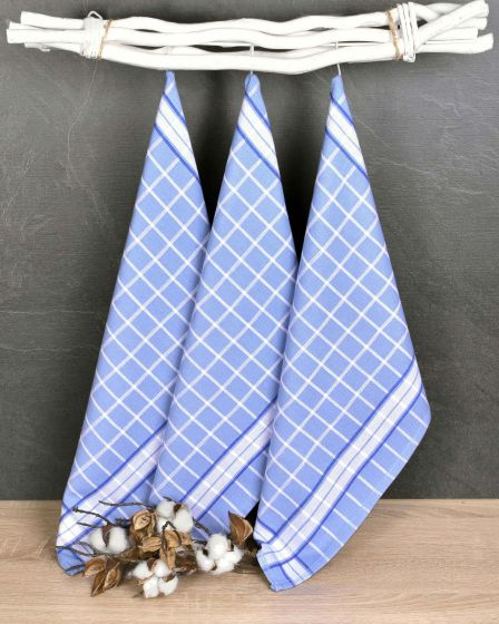 Kuchyňské utěrky EGYPTSKÁ BAVLNA DOLCE BLUE, modrá kostka, 3 kusy, 50x70cm