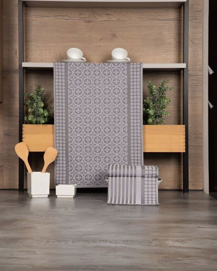 Kuchyňské utěrky EGYPTSKÁ BAVLNA U02 ŠEDÁ, ornamenty, 3 kusy, 50x70cm