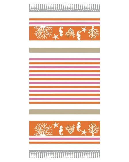 Plážová osuška DELTA, MOŘE PROUŽKY, oranžová, froté, 90x170cm