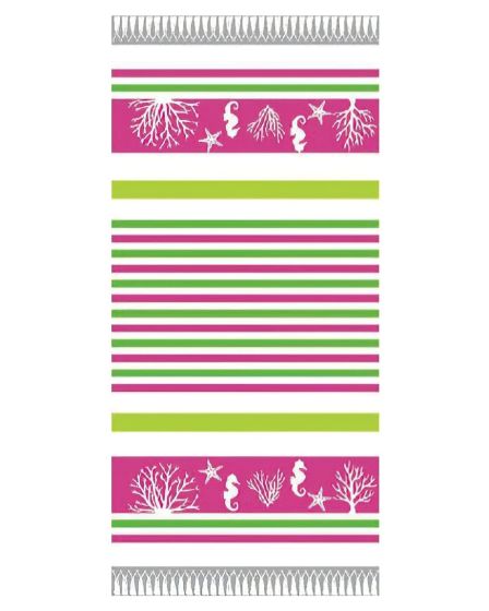 Plážová osuška DELTA, MOŘE PROUŽKY, růžová, froté, 90x170cm