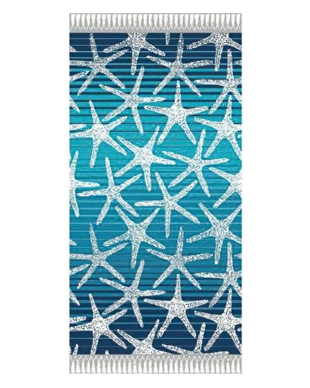 Plážová osuška DELTA, MOŘSKÉ HVĚZDICE, modrá, froté, 90x170cm