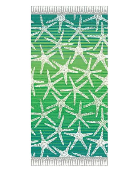 Plážová osuška DELTA, MOŘSKÉ HVĚZDICE, tyrkysovo-zelená, froté, 90x170cm