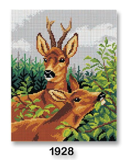 Vyšívací předloha, obrázek na vyšívání 70240/2982/1928, srny, hnědo-zelená, 24x30cm