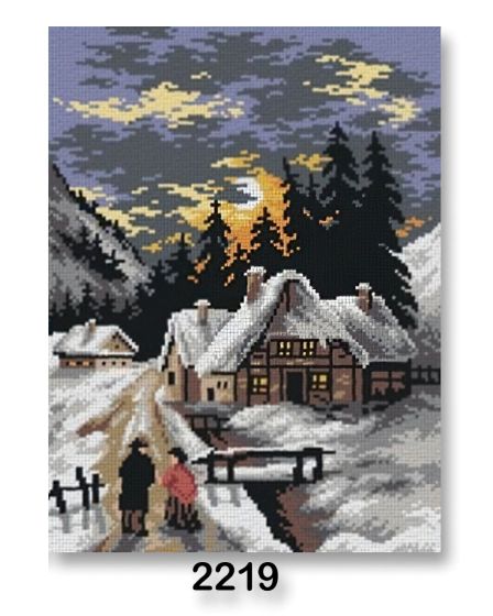 Vyšívací předloha, obrázek na vyšívání 70243/2219, zimní procházka, šedá, 30x40cm