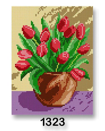 Vyšívací předloha, obrázek na vyšívání 70246/1323, květiny 1, červené tulipány, 18x24cm