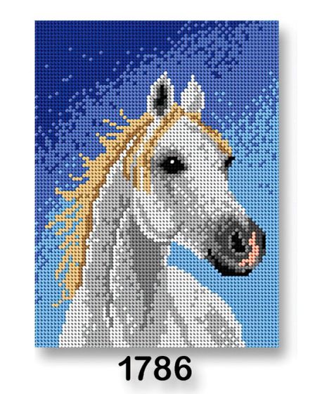 Vyšívací předloha, obrázek na vyšívání 70246/1786, kůň 1, modrá, 18x24cm