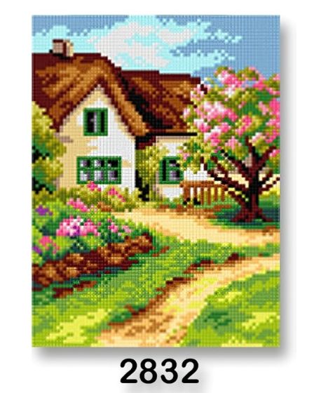 Vyšívací předloha, obrázek na vyšívání 70246/2832 chalupa, zelená, 18x24cm