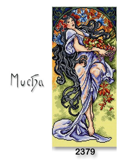 Vyšívací předloha, obrázek na vyšívání 70251/2379, Mucha Podzim, fialovo-zelená, 24x51cm