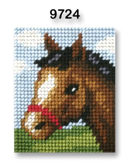 Vyšívací sada s předtištěným motivem 70262/9724 koník II, hnědá, 17x20,5cm