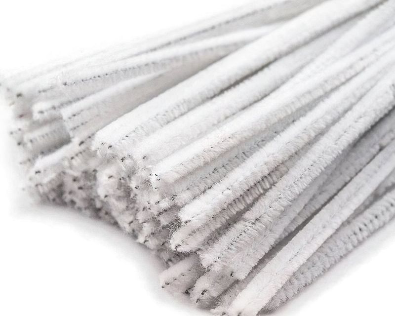 Chlupatý modelovací drát 160281/07, jednobarevná bílá, průměr 6mm, délka 30cm, (1 balení, 20 kusů)