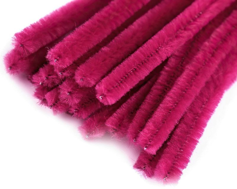 Chlupatý modelovací drát 160281/17, jednobarevná tmavě fuchsiová, průměr 6mm, délka 30cm, (1 balení, 20 kusů)