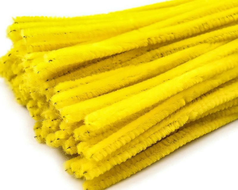 Chlupatý modelovací drát 160281/02, jednobarevná žlutá, průměr 6mm, délka 30cm, (1 balení, 20 kusů)