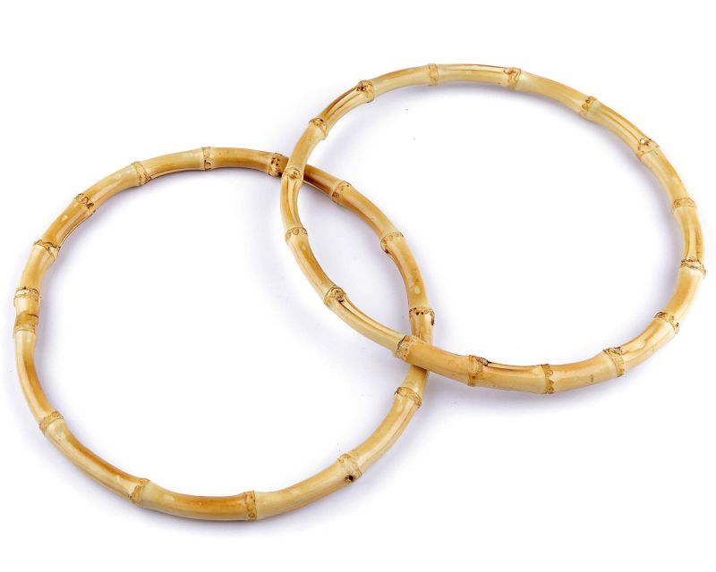 Bambusová ucha na tašky, kruh na lapač snů 790258/1, světlý, průměr 20cm