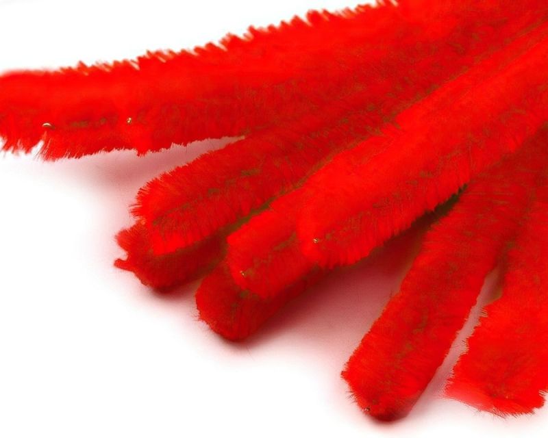 Chlupatý modelovací drát 240512/03, jednobarevná červená, průměr 15mm, délka 30cm, (1 balení, 10 kusů)