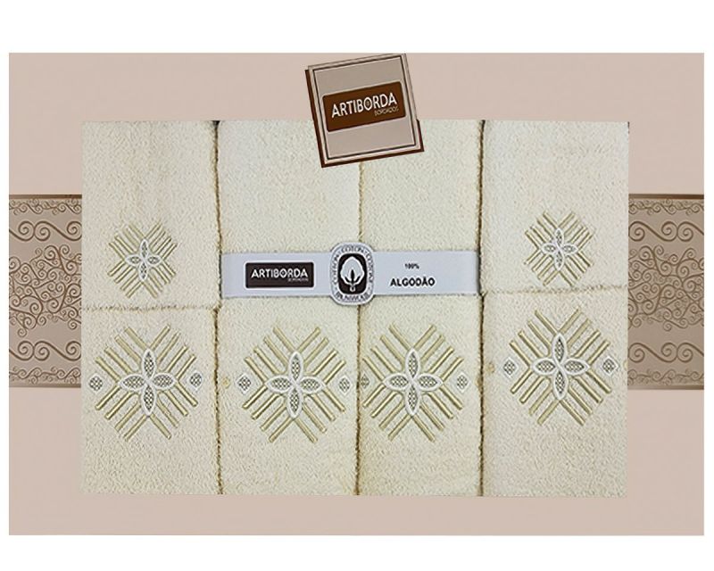 Dárkový set froté ručníků a osušek 43, 6-dílný, krémová s výšivkou 2x 30x50cm + 2x 50x90cm + 2x 70x140cm