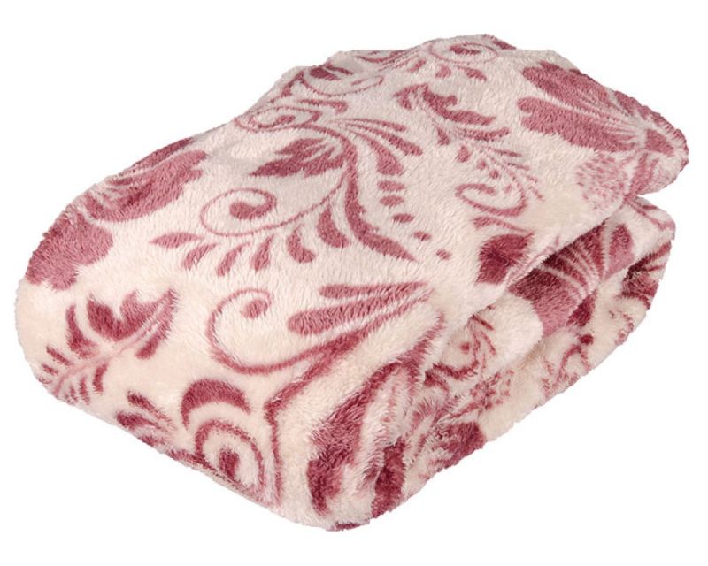 Deka z mikrovlákna beránek KVĚTY, tmavě růžová, 150x200cm