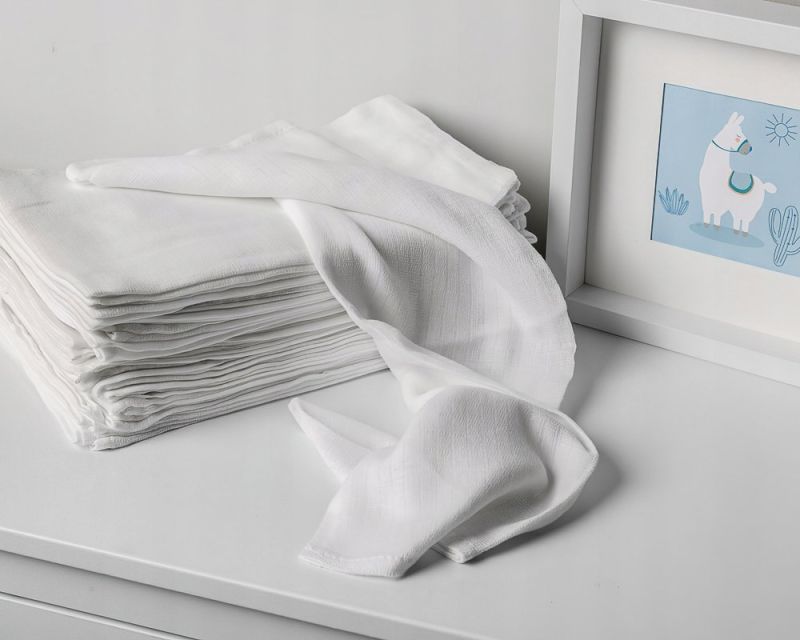 Dětská bavlněná látková plena BÍLÁ, 120g/m2, 70x70cm, 10 ks (hromadné balení)