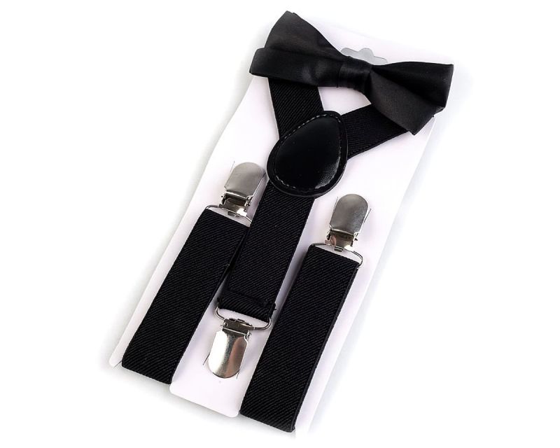 Dětská společenská chlapecká sada (2-6 let), motýlek a šle 650332/04, černá