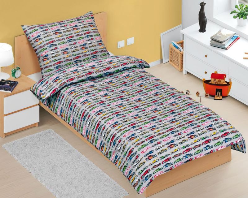 Dětské povlečení FORMULE ŠEDÁ, bavlna hladká, 140x200cm + 70x90cm