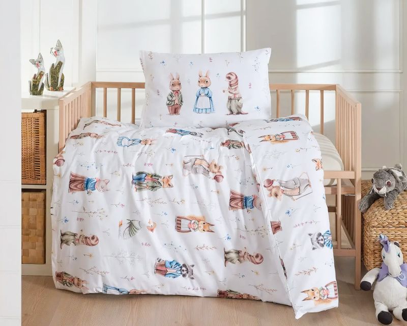 Dětské povlečení Matějovský do postýlky WONDERLAND BABY, zvířátka na bílé, bavlna hladká (více rozměrů)