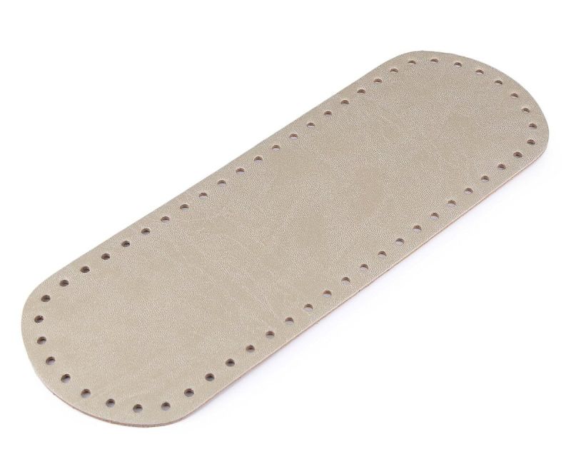 Dno na kabelku / tašku, eko kůže, 750710 jednobarevná A788/1 ecru, 10x30cm, otvor Ø4 mm