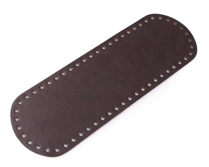 Dno na kabelku / tašku, eko kůže, 750710 jednobarevná D566/6 hnědá tmavá, 10x30cm, otvor Ø4 mm