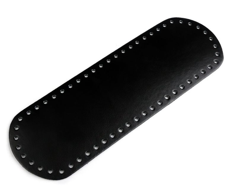 Dno na kabelku / tašku, eko kůže, 750710 jednobarevná NERO/5 černá, 10x30cm, otvor Ø4 mm