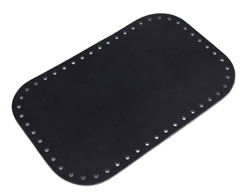 Dno na kabelku / tašku, eko kůže, 780279 jednobarevná NERO černá, 18x28cm, otvor Ø3 mm