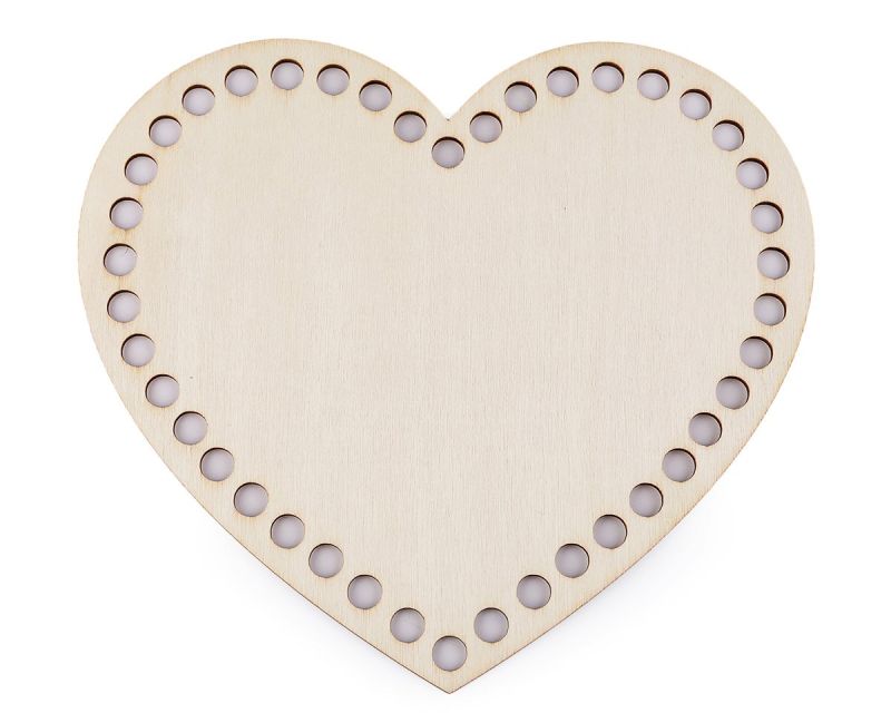 Dno na pletení / výrobu košíků 880003 dřevěné srdce, přírodní světlá, 15x17 cm