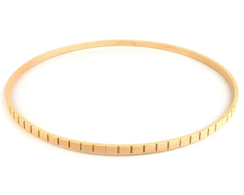Dřevěný kruh na lapač snů / zvonkohru 750400, světlý se zářezy, průměr 28,5cm
