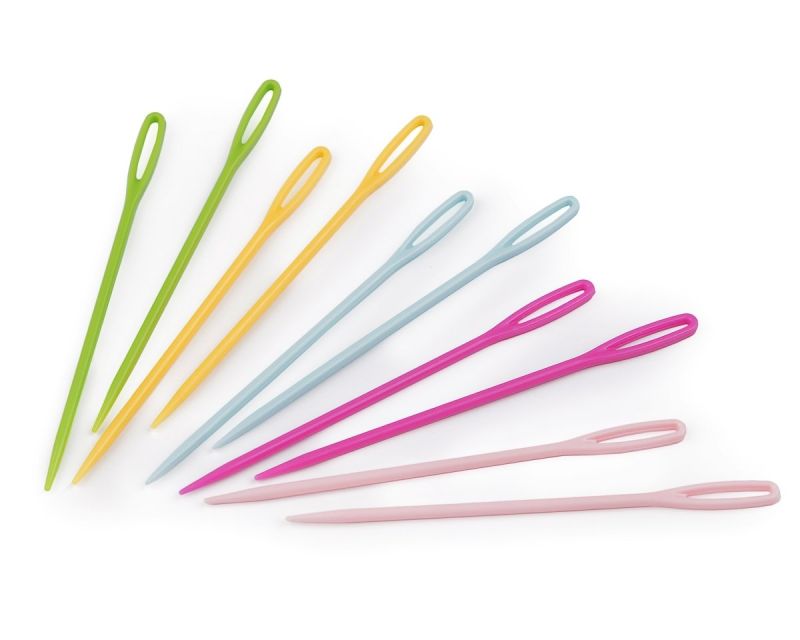 Jehly plastové tupé na vlnu / vyšívání 75mm 020735, mix barev, 10 kusů