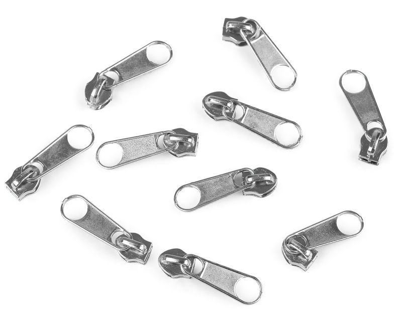 Jezdec ke spirálovému zipu POL 3 mm, 070272/031 nikl (stříbrný), kovový, bez aretace / s táhlem