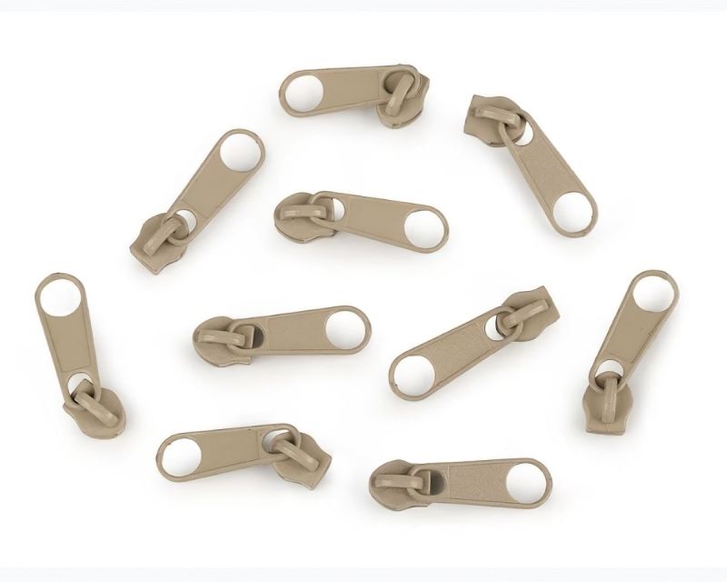 Jezdec ke spirálovému zipu POL 3 mm, 070272/308 hnědý přírodní, kovový, bez aretace / s táhlem