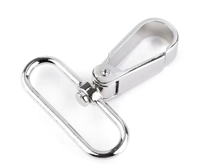 Karabina kovová, s průvlekem 060995-1 nikl, stříbrná průvlek 39mm