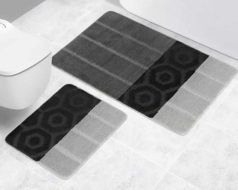 Koupelnová předložka BANY, PRUHY ŠEDO-ČERNÉ (více rozměrů)