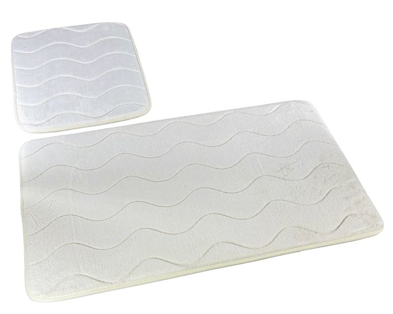 Koupelnová souprava mikrovlákno SUMBA, vlnka, smetanová, 75x45cm (předložka) + 45x35cm (na WC)