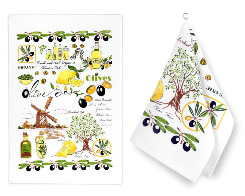 Kuchyňská utěrka froté 204 OLIVY, zeleno-žlutá 1 kus, 40x60cm