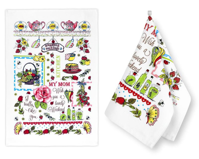 Kuchyňská utěrka froté 210 RŮŽE, růžová 1 kus, 40x60cm