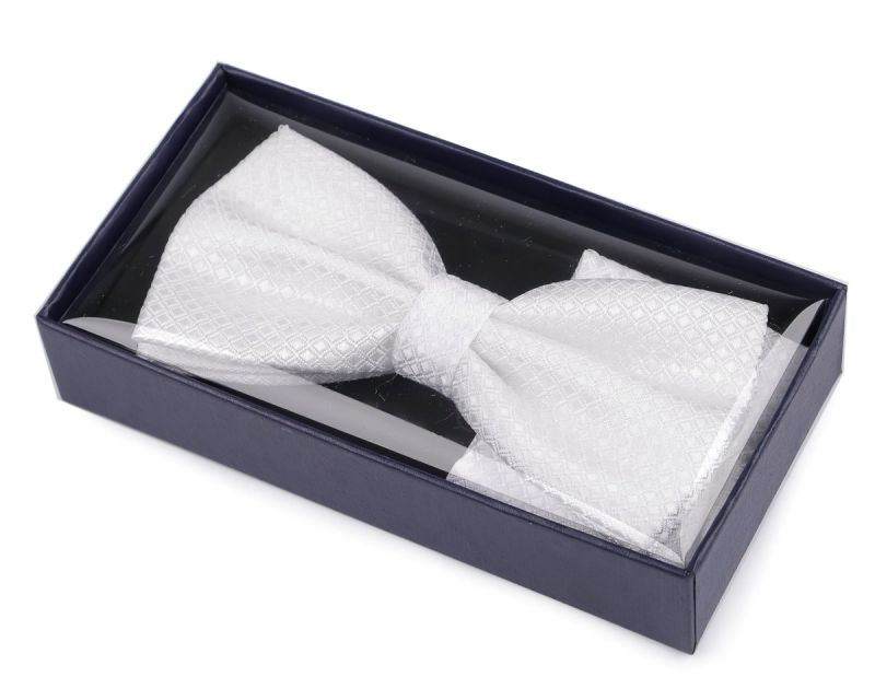 Motýlek pánský s kapesníčkem 870587/1 vzorovaný, bílý / kostičky